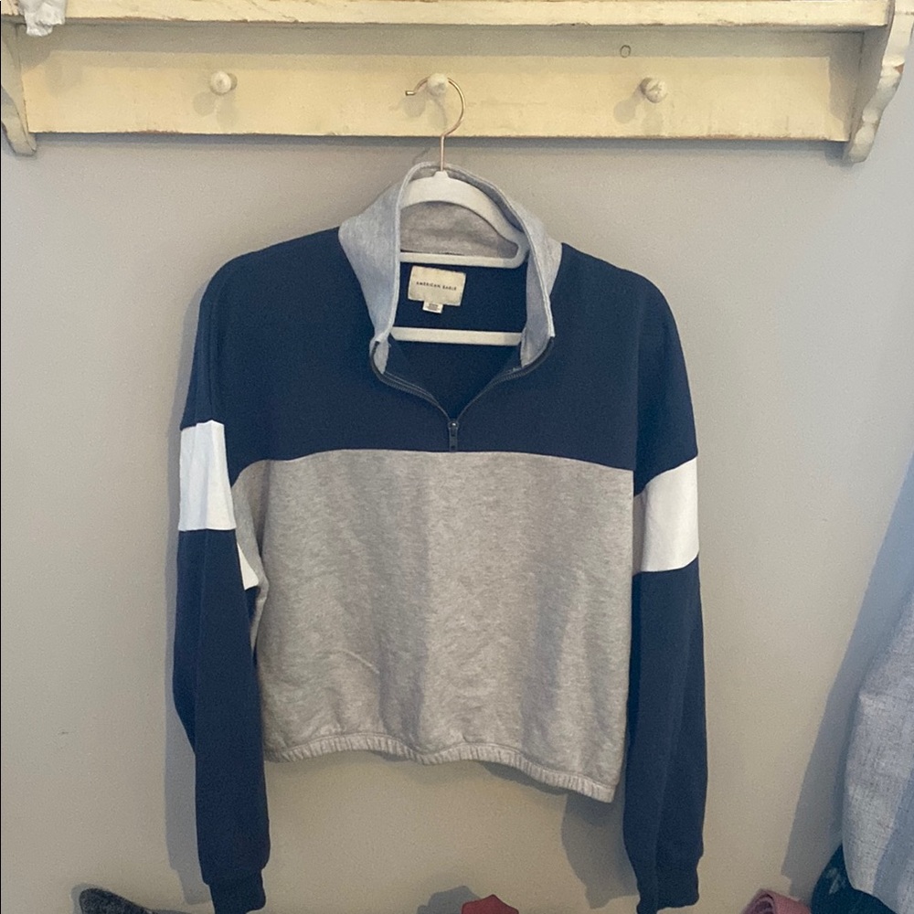 American Eagle Outfitters Black and Gray Cowl Neck Sweater